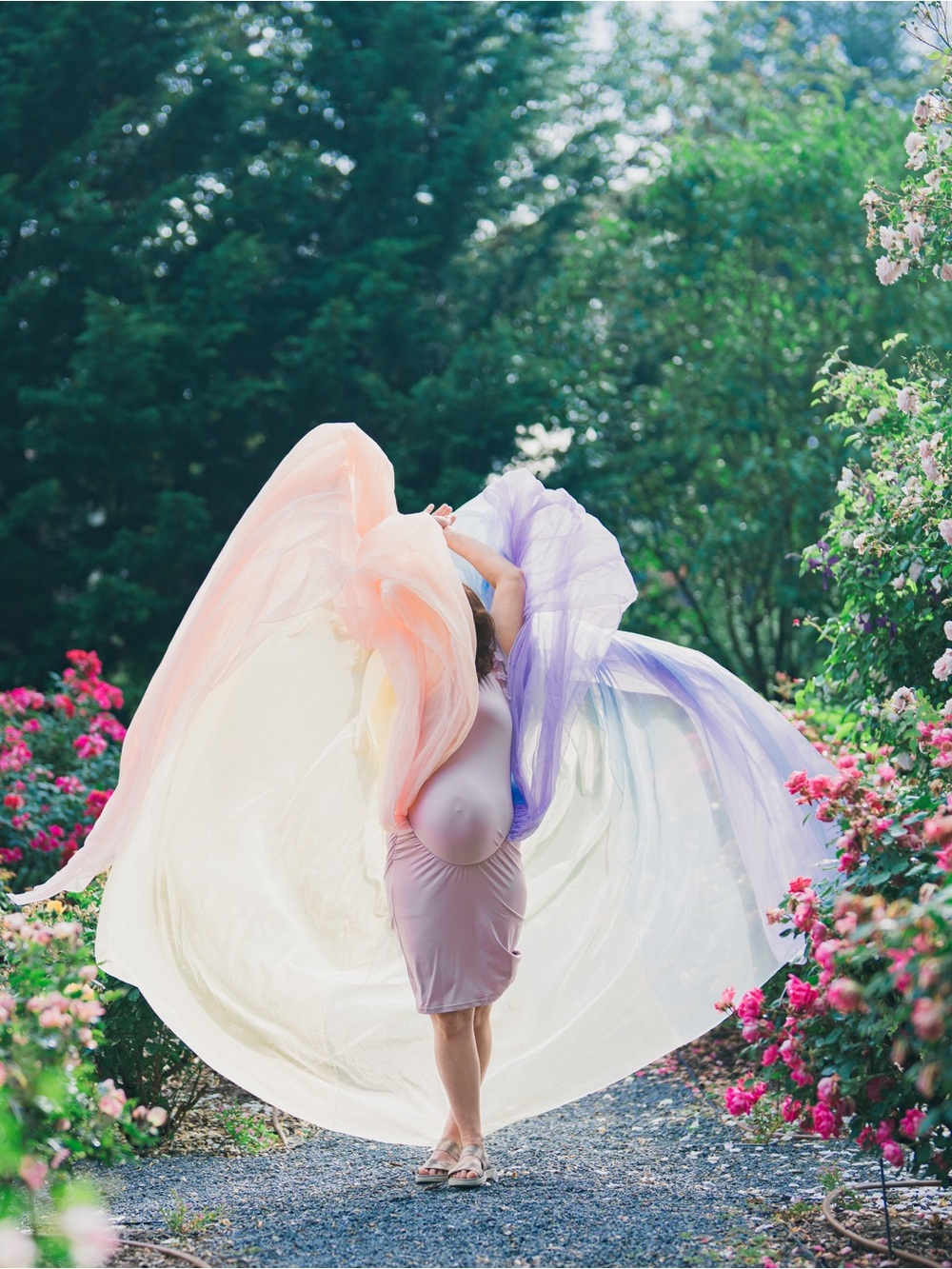 Pastel Rainbow Tossing Train Skirt for Photoshoot